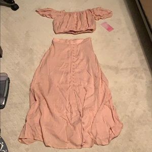 pink button two piece set